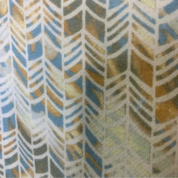 Free people geometric blue yellow white fringe macrame long sleeve top sz Large - Picture 5 of 10